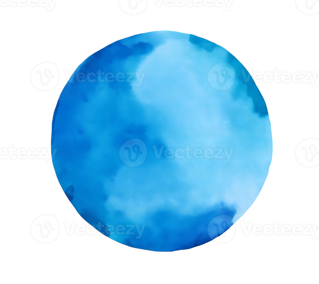 Watercolor blue circle isolated on transparent background png