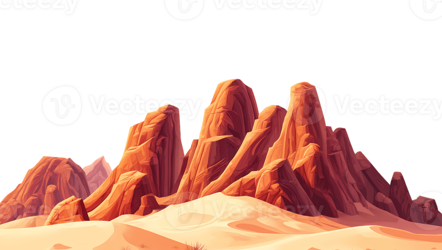Towering Rock Formations in a Sandy Desert isolated on transparent background png