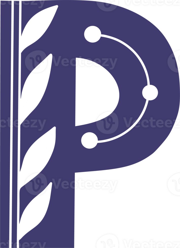 P Decorative Botanical letter lettering png