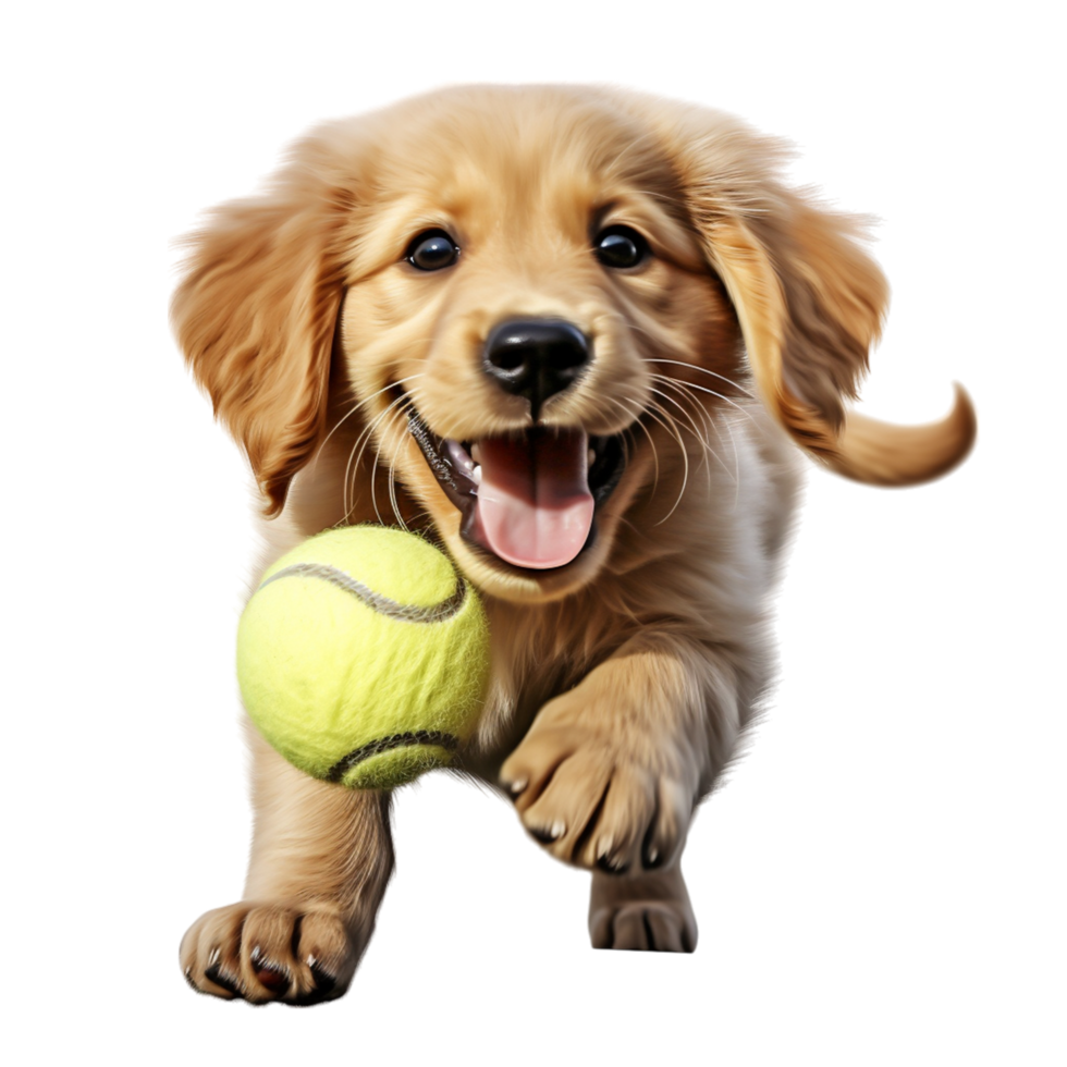 Golden Retriever Puppy Playing with Tennis Ball Cute Dog for Pet Themes png