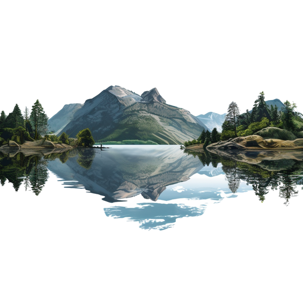 Crystal Clear Alpine Lake with Majestic Mountains png