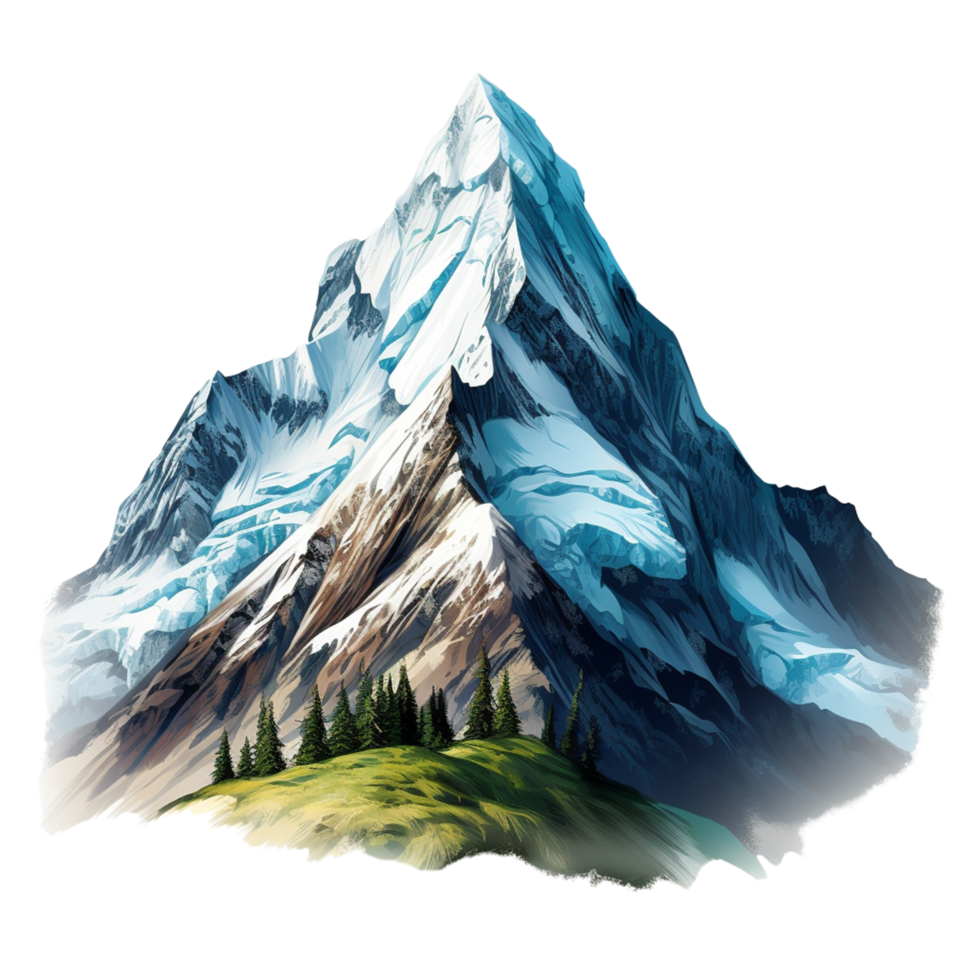Majestic Snow Capped Mountain with Detailed Rock Formations png