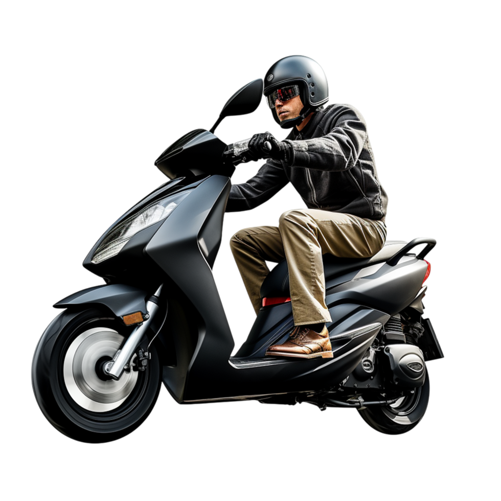 Man Riding Modern Scooter Urban Transport and Style png