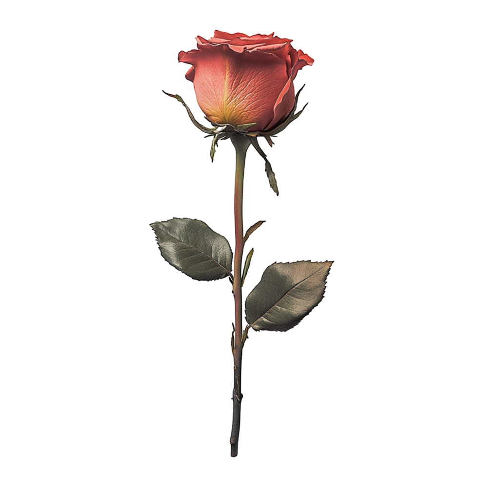 Red Rose with Green Leaves Valentines and Floral png
