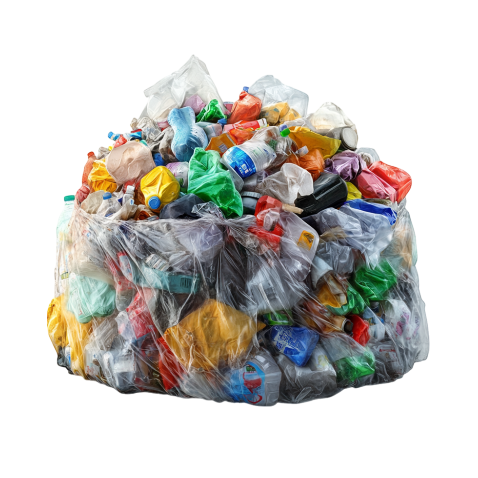 Mountain of Plastic Garbage Reflecting Recycling and Pollution Themes png