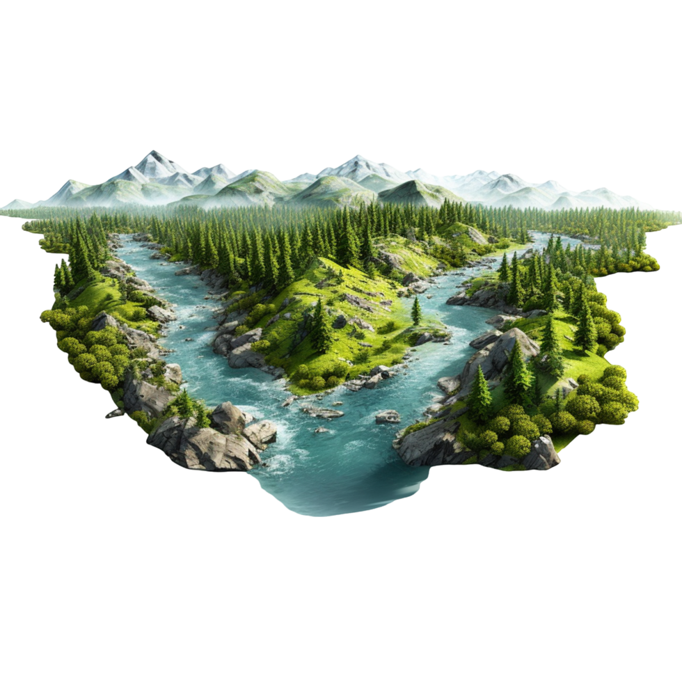 Floating Island with Lush Forests png