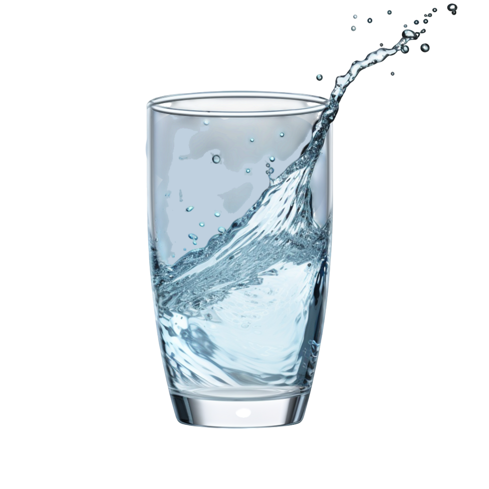 Glass of Water Splashing in Motion for Refreshing Concept png