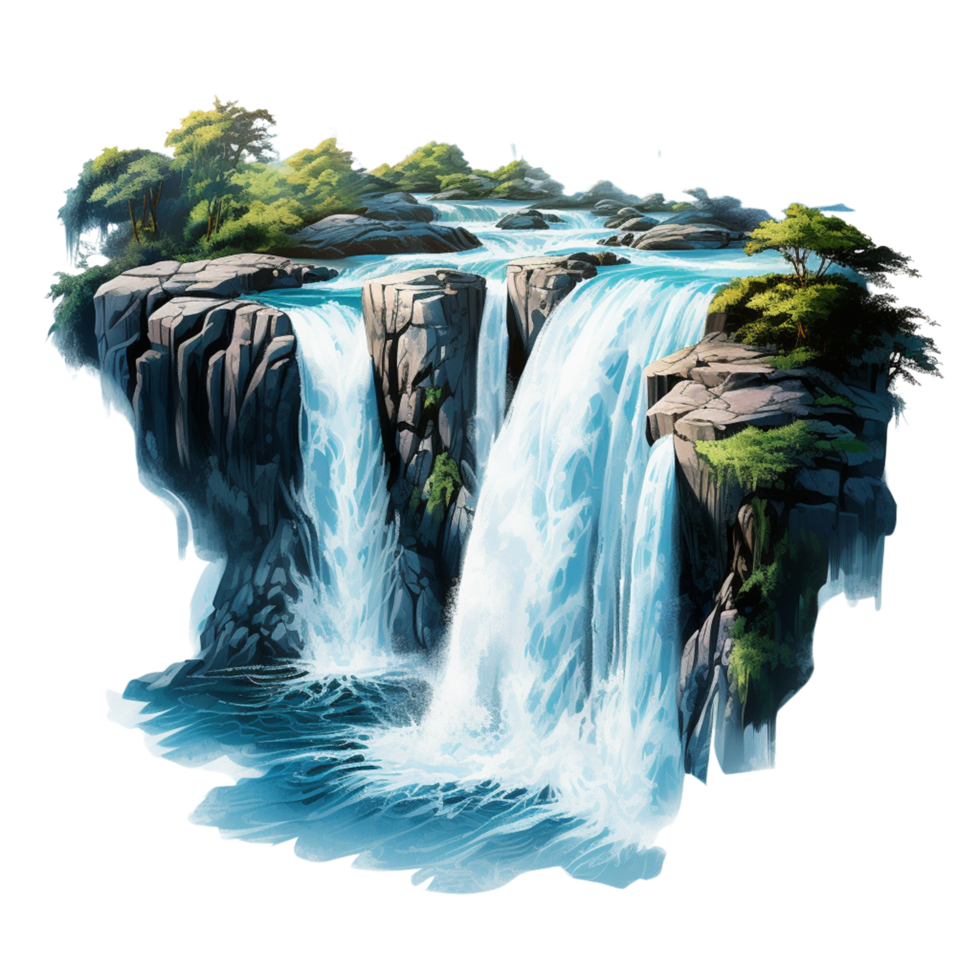 Beautiful Waterfall in a Scenic Landscape Natural Wonder Concept png