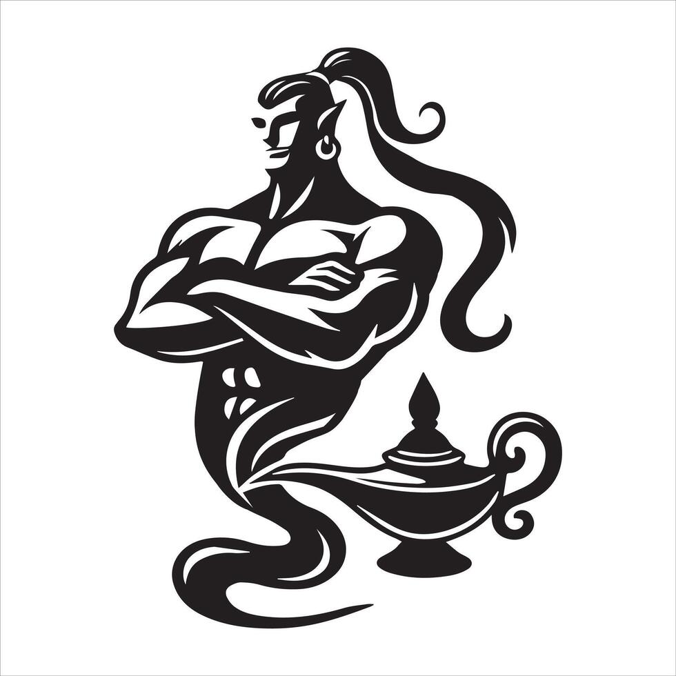 Shapeshifting Genie Emerging from the Lamp Illustration vector