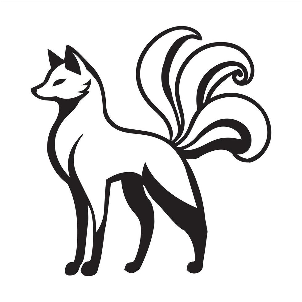 Mystic Kitsune with Nine Glowing Tails art vector