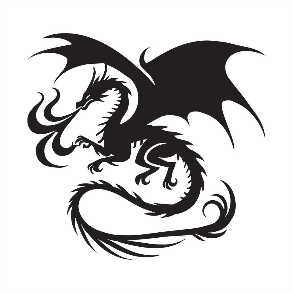 Fantasy Mythical Creatures Artwork in Monochrome vector