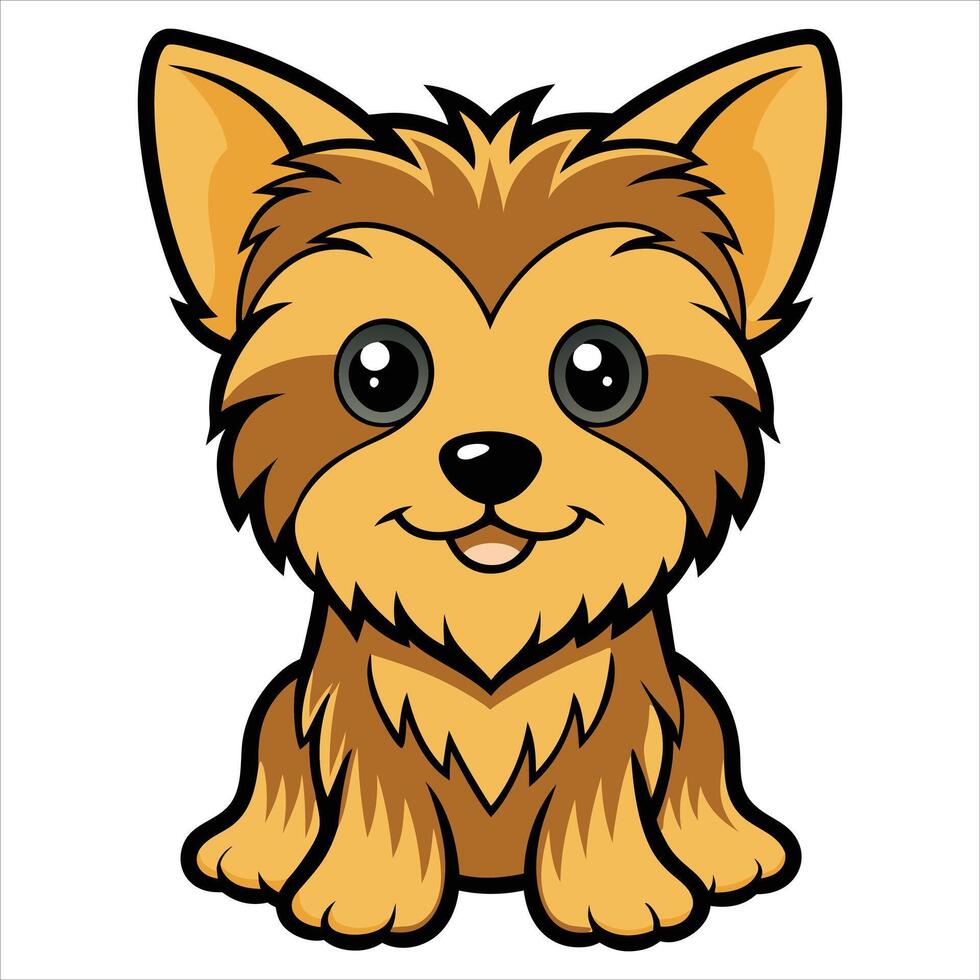 Playful Baby Yorkshire Terrier Dog Sitting Clipart Design vector