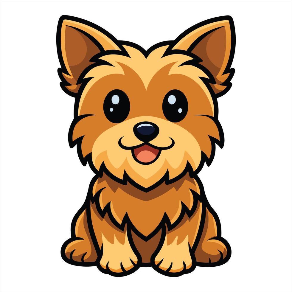 Endearing Baby Yorkshire Terrier Pup Sitting Clipart Illustration vector