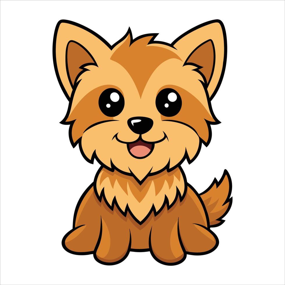 Happy Baby Yorkshire Terrier Dog Sitting in Clipart Style vector