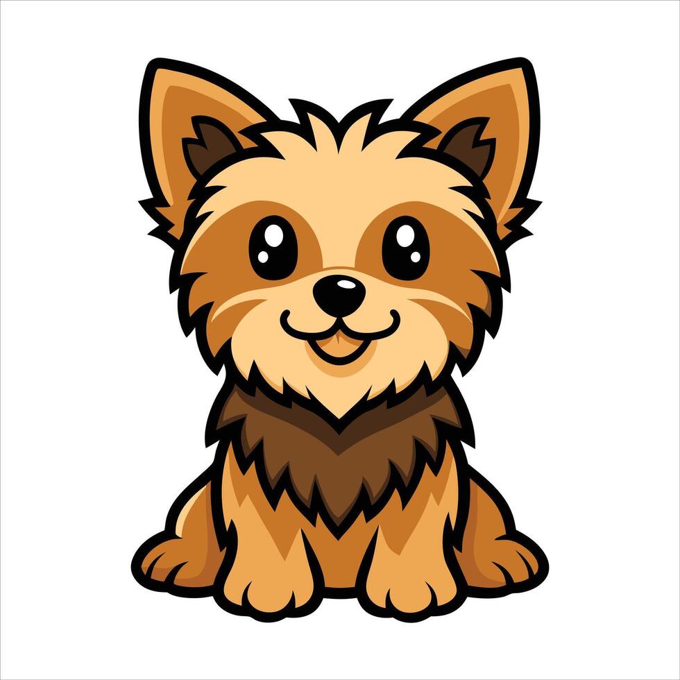 Precious Yorkshire Terrier Puppy Sitting Clipart Illustration vector