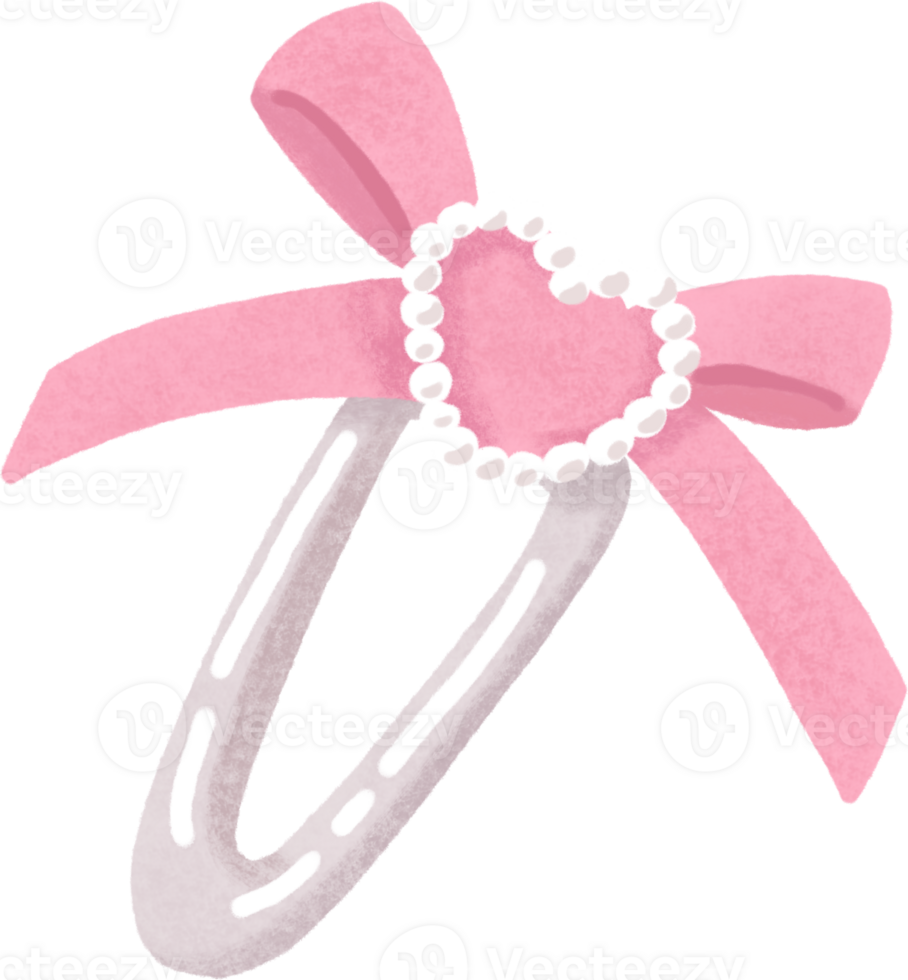 doodle hand drawn pink ribbon hair pin png