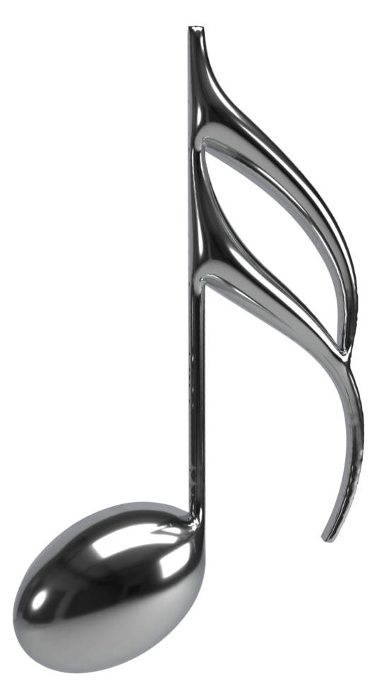 silver metallic music notes 3d render png