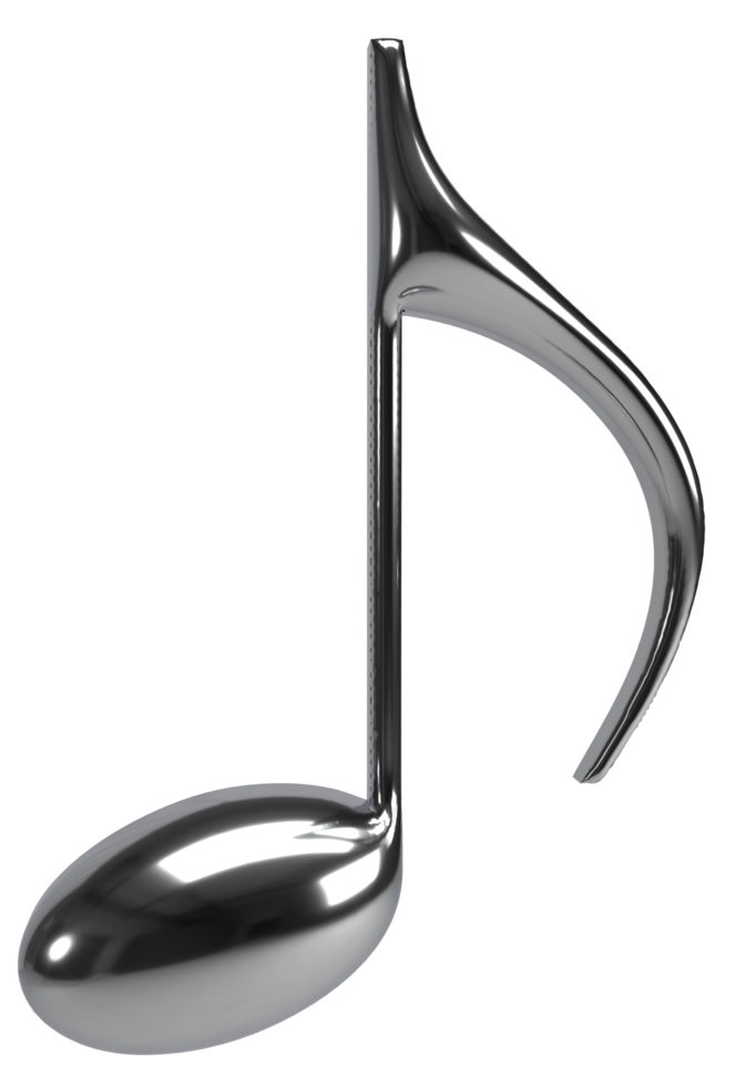 chrome silver metallic music notes 3d render png