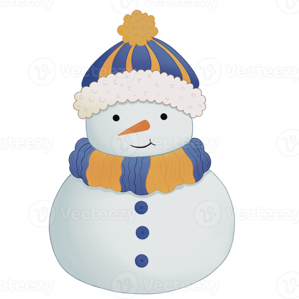 Cute Smiling Snowman with a Hat png