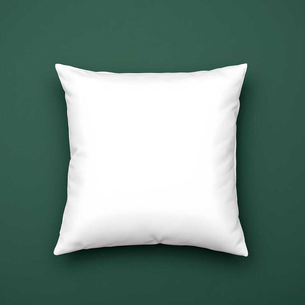 A White Pillow Mockup on a Green Background photo