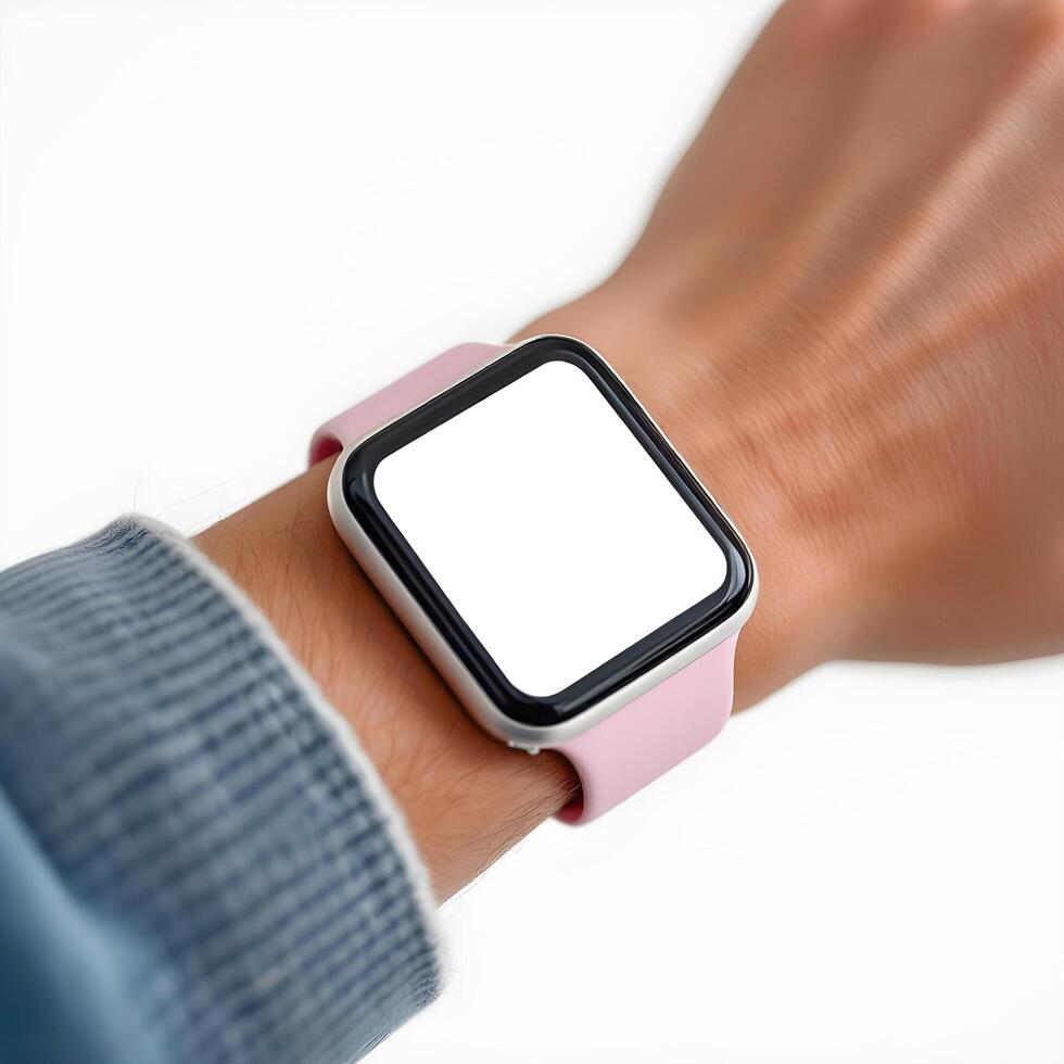 A Smartwatch Mockup With a White Blank Screen photo