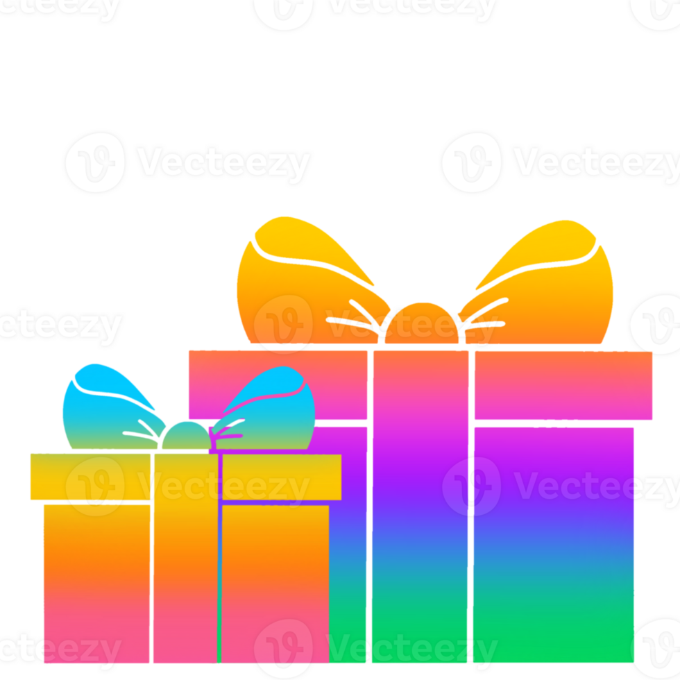 Two colorful gift boxes with bows on a transparent background png