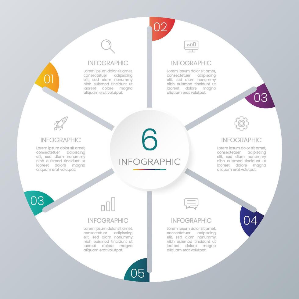 infographic template with 6 options vector