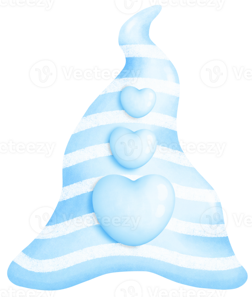 Artistic Watercolor blue Hat with heart Design. Cute and Elegant Headwear for Decor, Prints, and Crafts png