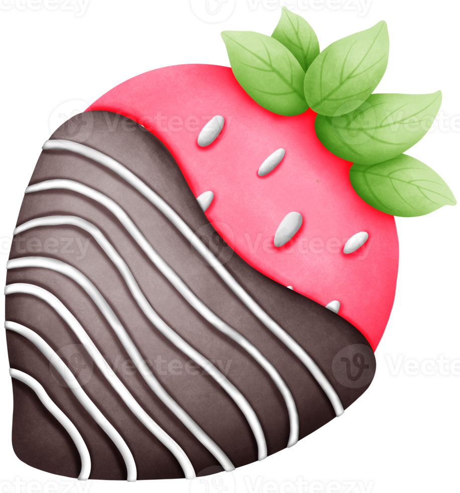 Romantic Watercolor Strawberry Art. Valentines Day Clipart and Sweet Decorative Design png