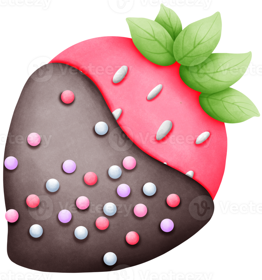 Watercolor Strawberry Illustration for Valentines Day png