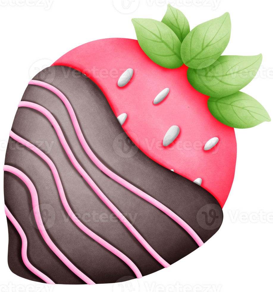 Cute Watercolor Valentines Day Strawberry. Hand Drawn Art for Digital and Craft Projects png
