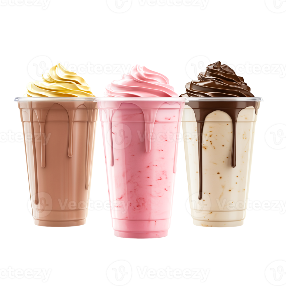 Creamy Drink Trio in Glass Cups png