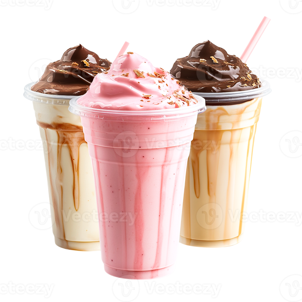 Creamy Milkshakes in Clear Cups png