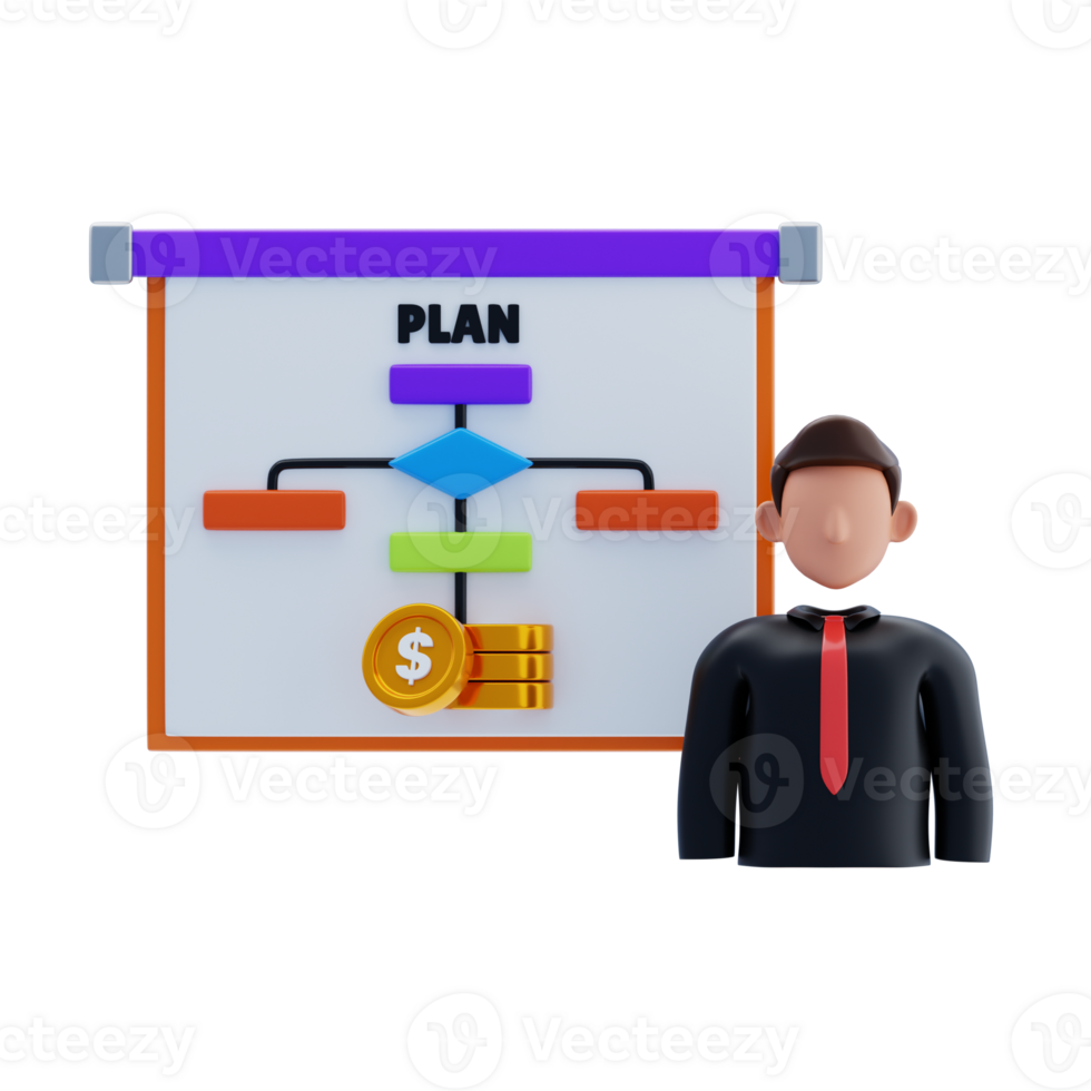 Business Plan 3D Icon. Business Presentation 3D Icon png