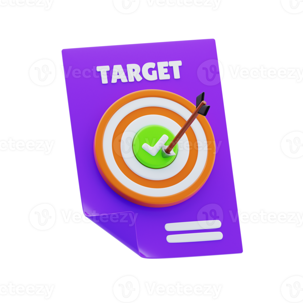Business target 3D Icon. Project development 3d icon png