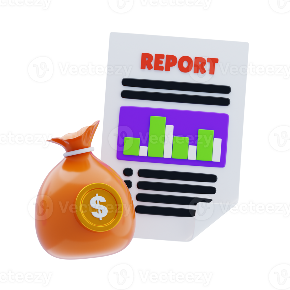 Business Report 3D Icon. Sale Report 3D Icon png