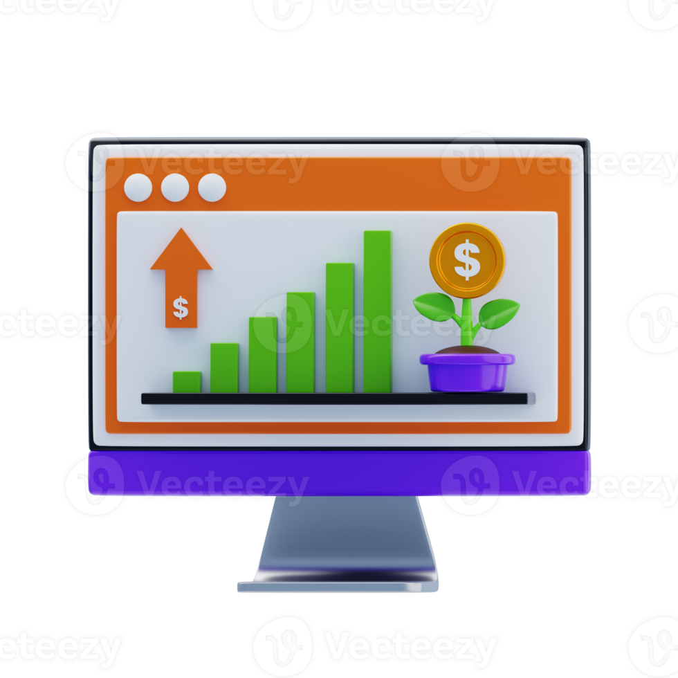 Profit Chart 3D Icon. Business Growth 3D Icon png