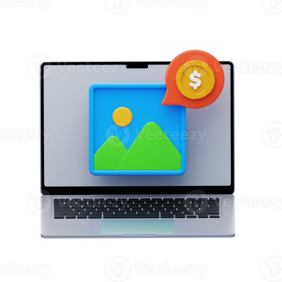 Paid Content 3D Icon. Monetization 3D Icon png