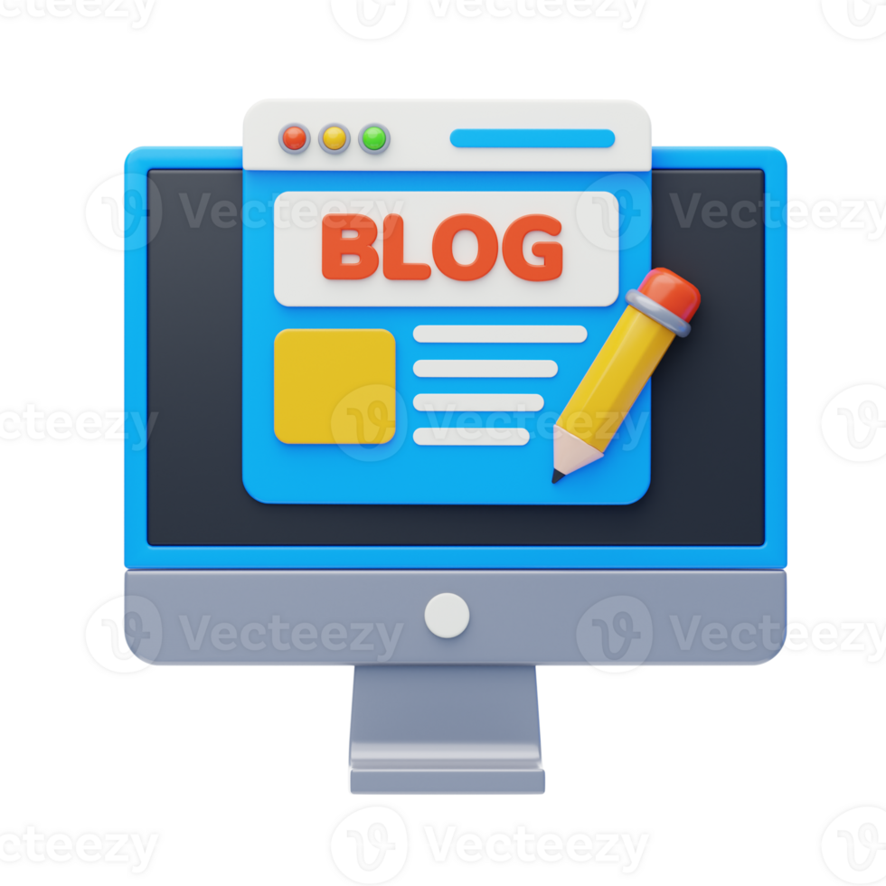 Blogging 3D Icon. Creativity and filling website pages with content png