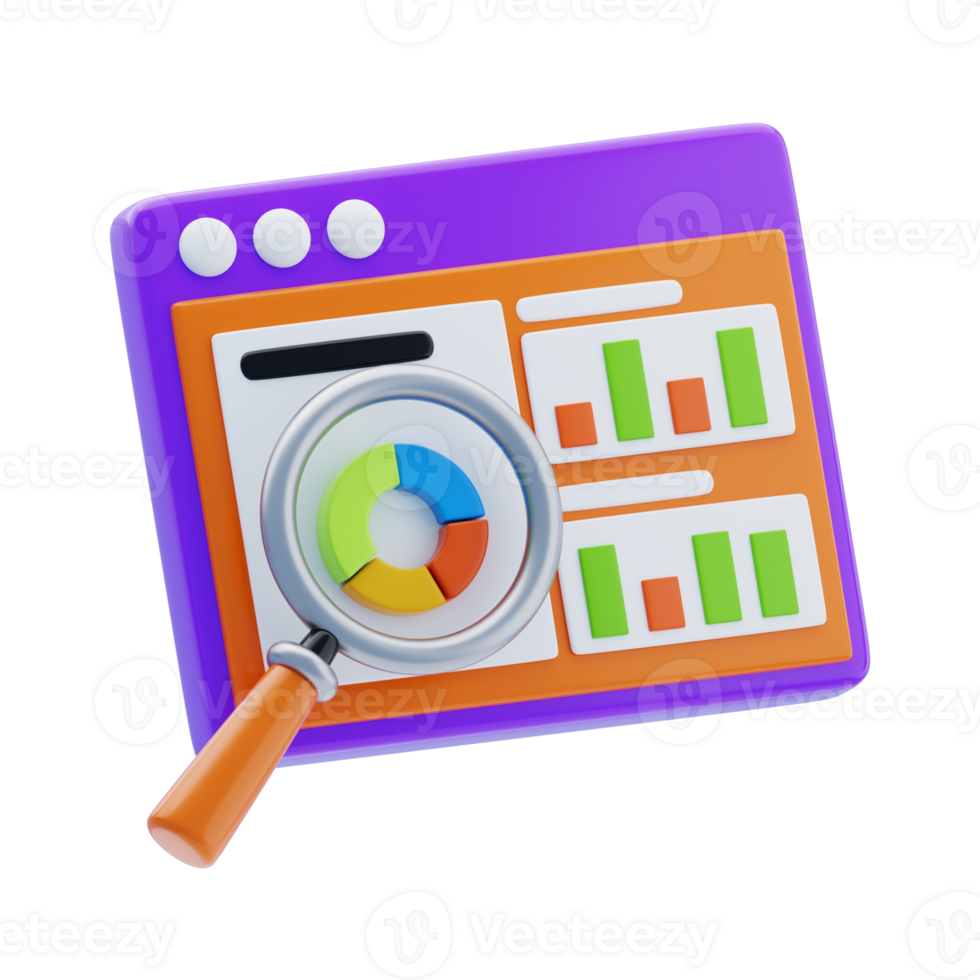 Data Research 3D Icon. Business finance report 3d icon png