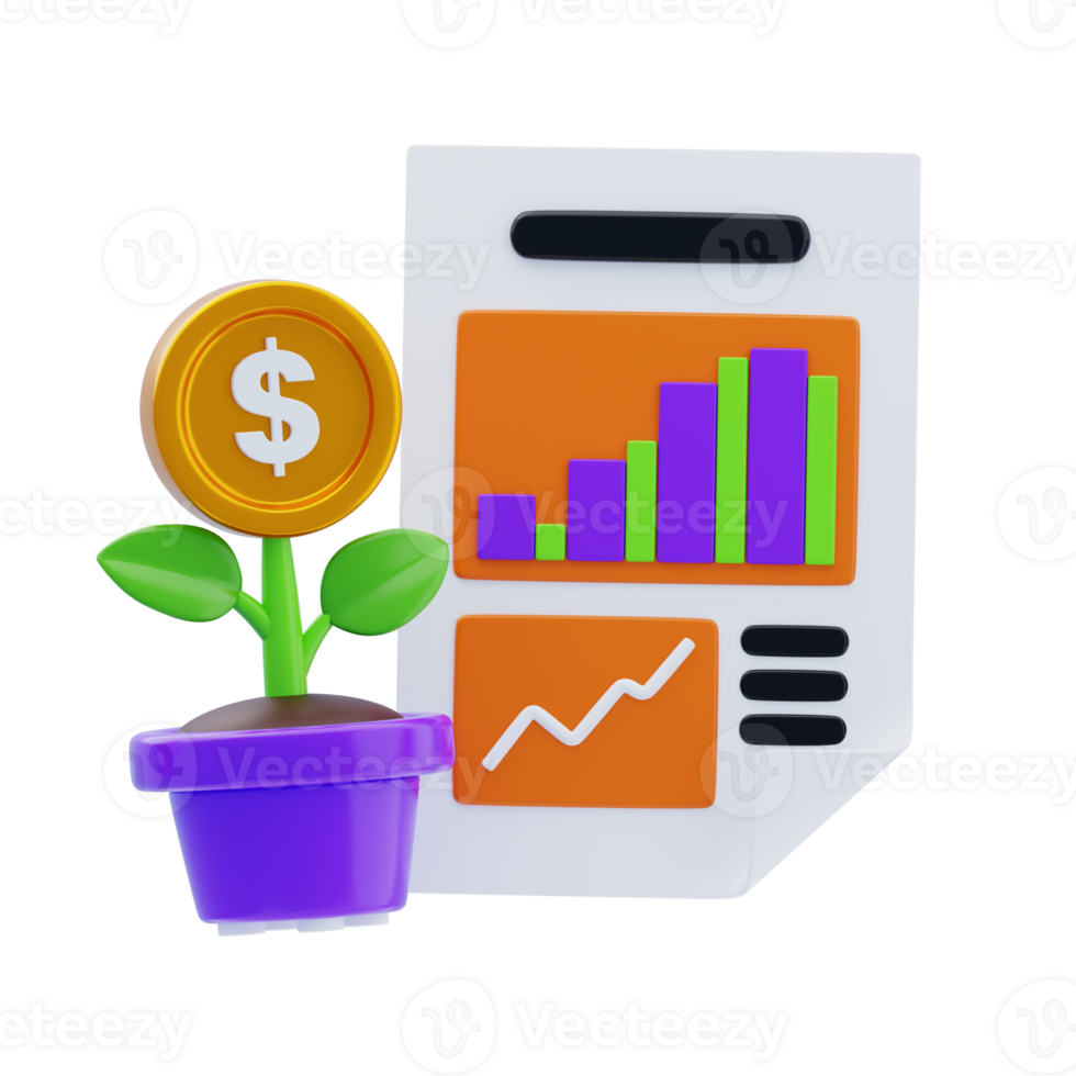Business Growth 3D Icon. Financial success and growth concept png