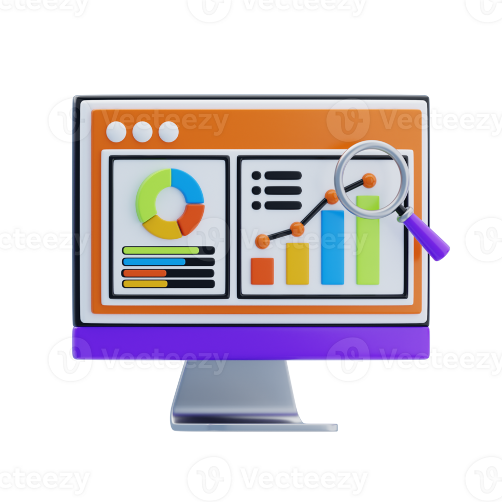 Analytic 3D Icon. Planning and visualization of statistic 3d icon png
