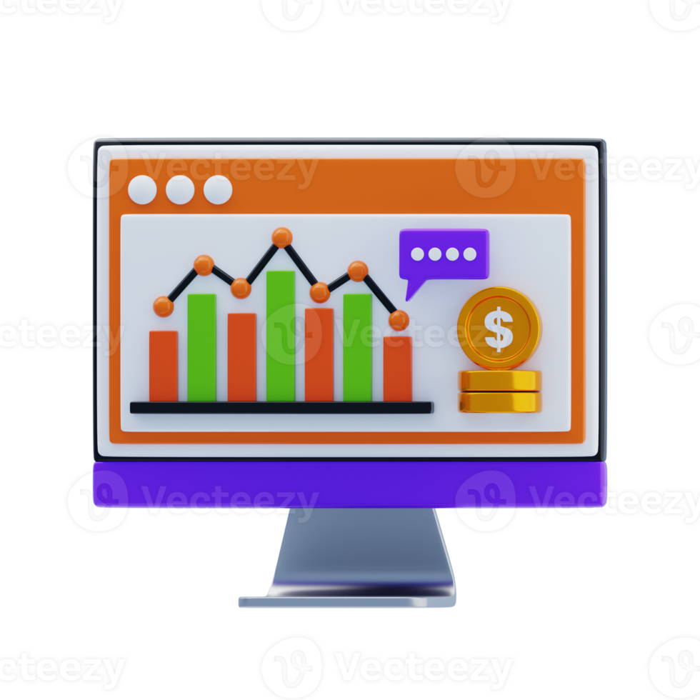 Market Analysis 3D Icon. Stock market analysis 3D Icon png