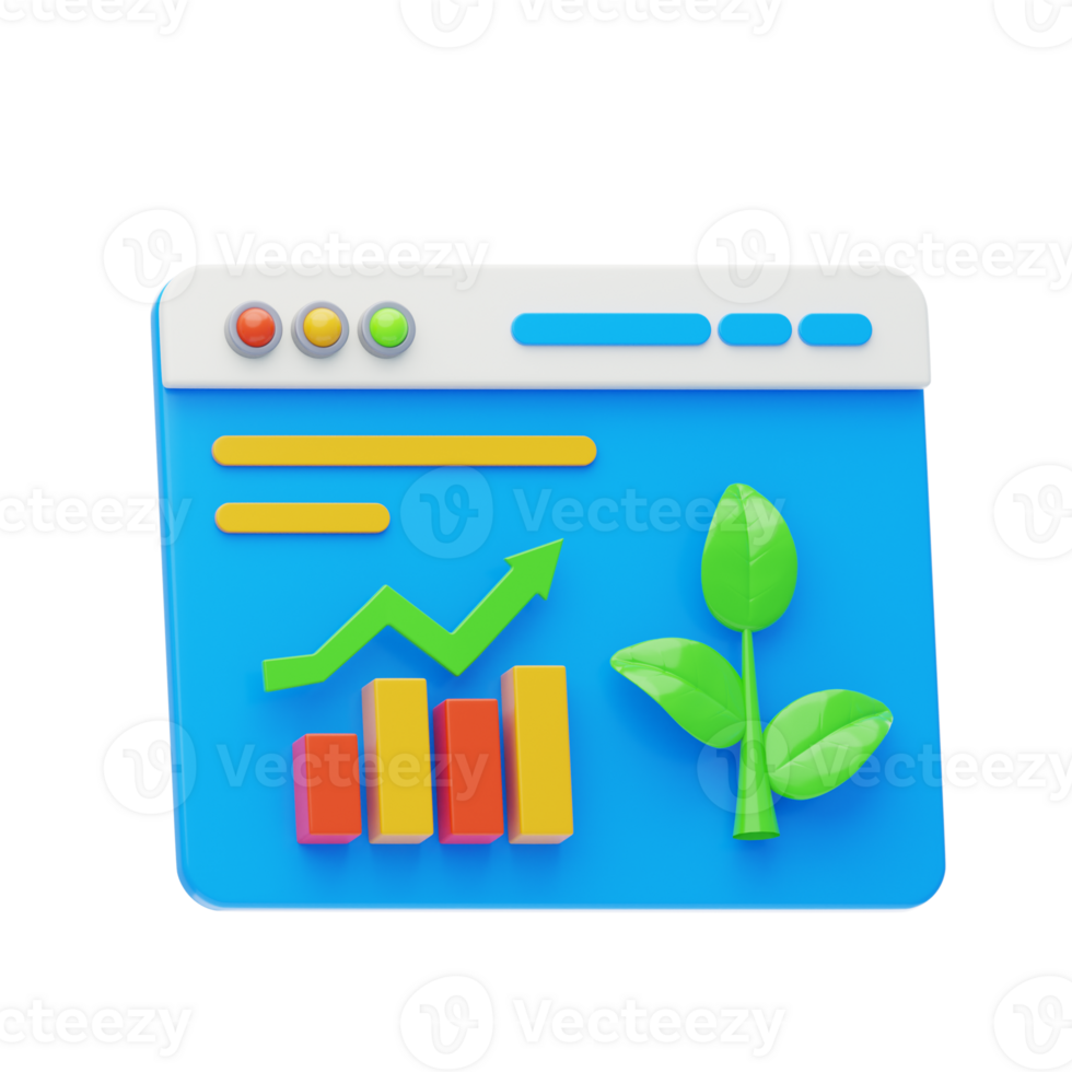 Website Organic Traffic 3D Icon. Website Growth 3D Icon png
