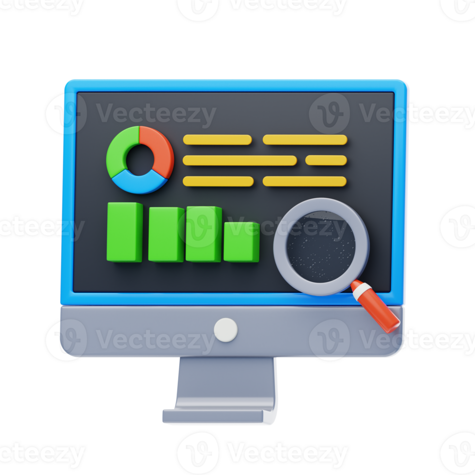 Market Research 3D Icon. Website analysis concept png