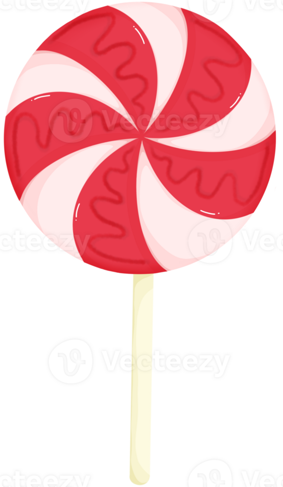 Red lollipop isolated on white on a stick png