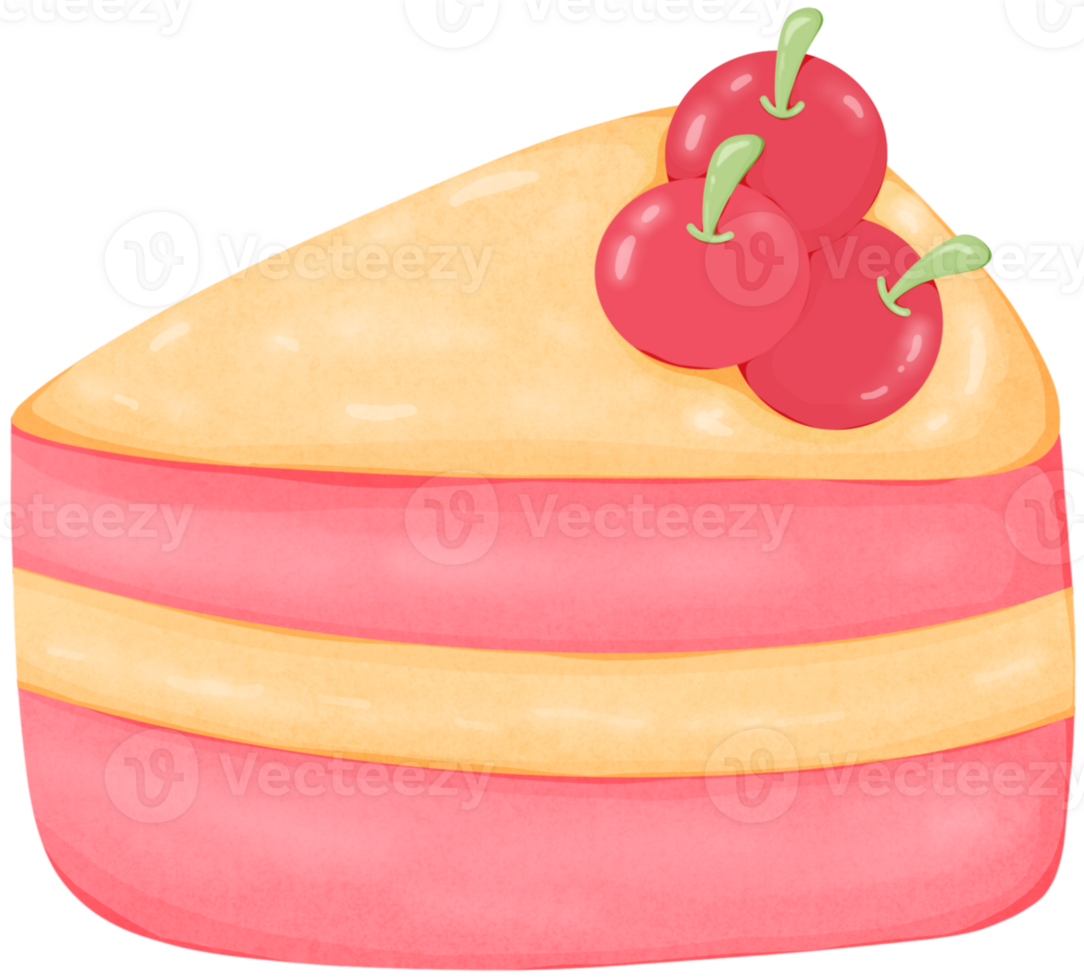 Cherry cake cut into triangles png