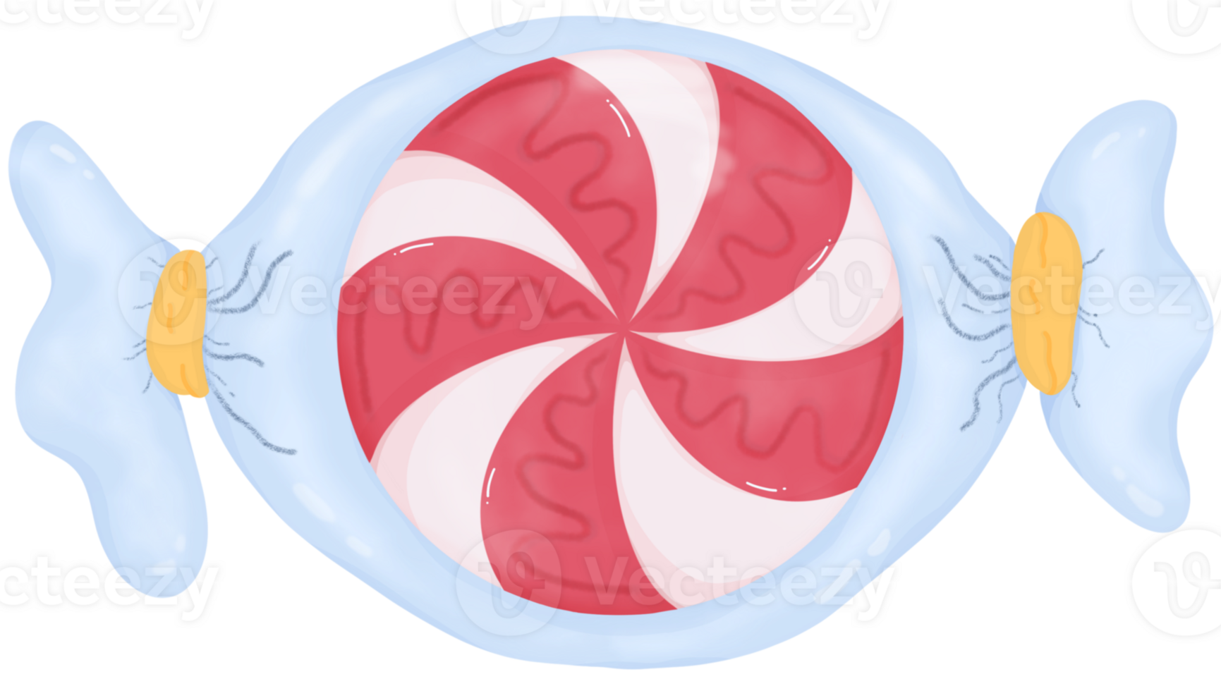 Red lollipop isolated on white in bag png
