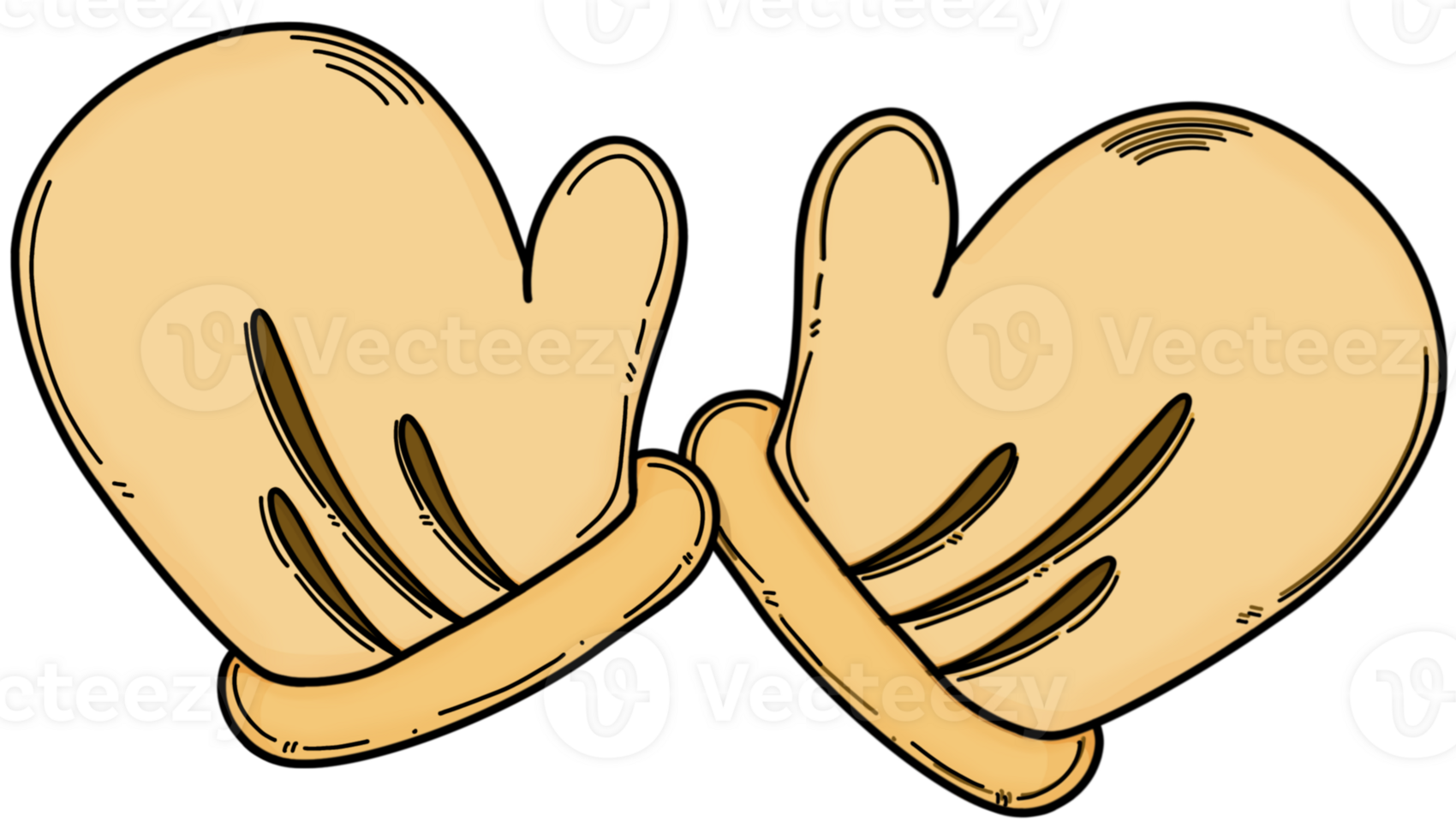 1 pair of brown winter gloves with black lines png