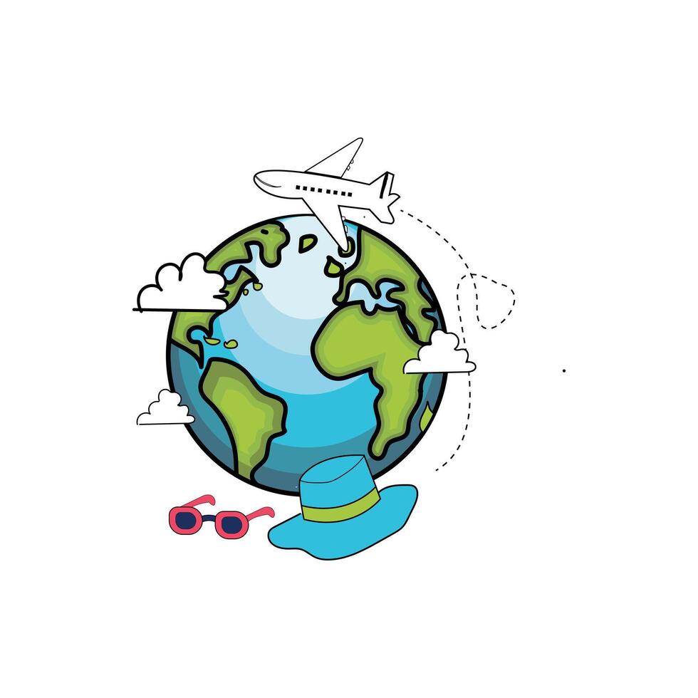 Tour travel around the world illustration vector